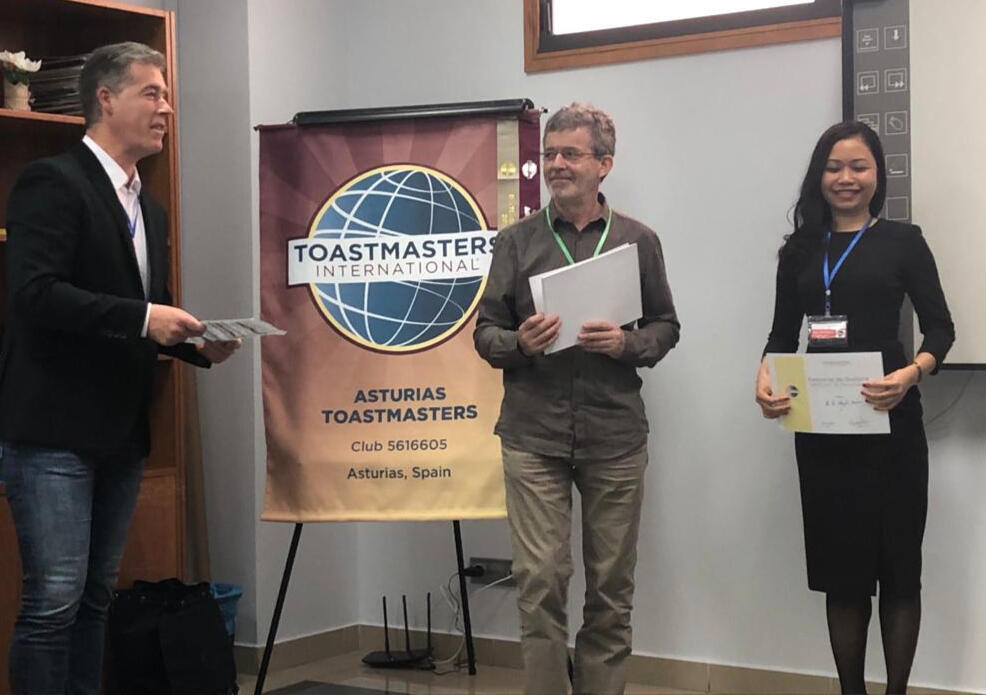 Receiving certificates of participation and 2nd Place in my first Toastmasters Area Contest — a milestone that fueled my journey on stage